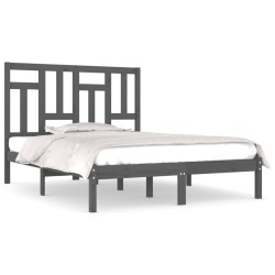 vidaXL Estructura de cama madera maciza de pino gris 120x200 cm