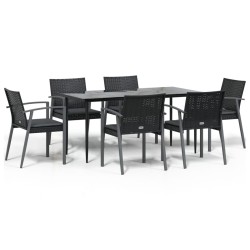 vidaXL Juego comedor jardín 7 piezas y cojines ratán sintético y acero