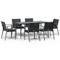 vidaXL Juego comedor jardín 7 piezas y cojines ratán sintético y acero