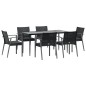 vidaXL Juego comedor jardín 7 piezas y cojines ratán sintético y acero