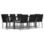vidaXL Juego comedor jardín 9 piezas y cojines ratán sintético y acero vidaXL Juego comedor jardín 9 piezas y cojines ratán sintético y acero