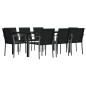 vidaXL Juego comedor jardín 9 piezas y cojines ratán sintético y acero vidaXL Juego comedor jardín 9 piezas y cojines ratán sintético y acero