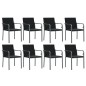 vidaXL Juego comedor jardín 9 piezas y cojines ratán sintético y acero vidaXL Juego comedor jardín 9 piezas y cojines ratán sintético y acero