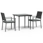 vidaXL Juego comedor jardín 3 piezas y cojines ratán sintético y acero