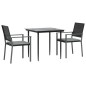 vidaXL Juego comedor jardín 3 piezas y cojines ratán sintético y acero