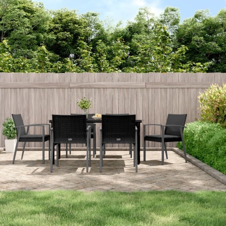 vidaXL Juego comedor jardín 7 piezas y cojines ratán sintético y acero