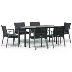 vidaXL Juego comedor jardín 7 piezas y cojines ratán sintético y acero