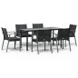vidaXL Juego comedor jardín 7 piezas y cojines ratán sintético y acero vidaXL Juego comedor jardín 7 piezas y cojines ratán sintético y acero