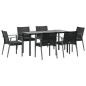 vidaXL Juego comedor jardín 7 piezas y cojines ratán sintético y acero vidaXL Juego comedor jardín 7 piezas y cojines ratán sintético y acero