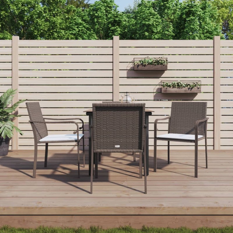 vidaXL Juego comedor jardín 5 piezas y cojines ratán sintético y acero vidaXL Juego comedor jardín 5 piezas y cojines ratán sintético y acero