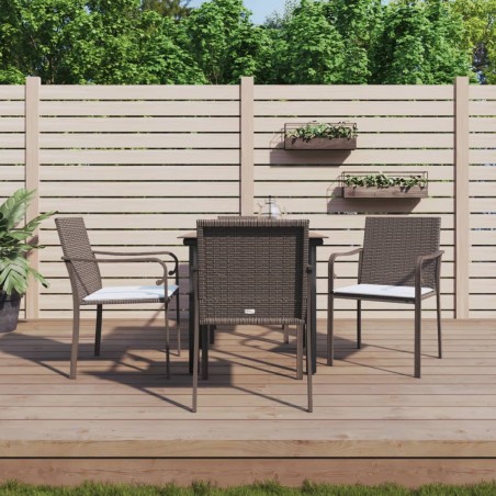 vidaXL Juego comedor jardín 5 piezas y cojines ratán sintético y acero