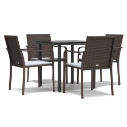 vidaXL Juego comedor jardín 5 piezas y cojines ratán sintético y acero