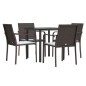 vidaXL Juego comedor jardín 5 piezas y cojines ratán sintético y acero vidaXL Juego comedor jardín 5 piezas y cojines ratán sintético y acero