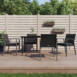vidaXL Juego comedor jardín 5 piezas y cojines ratán sintético y acero
