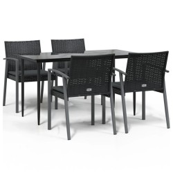 vidaXL Juego comedor jardín 5 piezas y cojines ratán sintético y acero