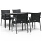 vidaXL Juego comedor jardín 5 piezas y cojines ratán sintético y acero