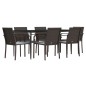 vidaXL Juego comedor jardín 7 piezas y cojines ratán sintético y acero vidaXL Juego comedor jardín 7 piezas y cojines ratán sintético y acero
