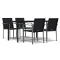 vidaXL Juego comedor jardín 5 piezas y cojines ratán sintético y acero vidaXL Juego comedor jardín 5 piezas y cojines ratán sintético y acero
