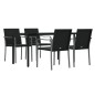 vidaXL Juego comedor jardín 5 piezas y cojines ratán sintético y acero vidaXL Juego comedor jardín 5 piezas y cojines ratán sintético y acero