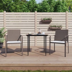 vidaXL Juego comedor jardín 3 piezas y cojines ratán sintético y acero
