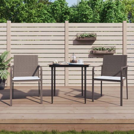 vidaXL Juego comedor jardín 3 piezas y cojines ratán sintético y acero