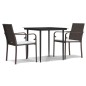 vidaXL Juego comedor jardín 3 piezas y cojines ratán sintético y acero vidaXL Juego comedor jardín 3 piezas y cojines ratán sintético y acero