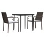 vidaXL Juego comedor jardín 3 piezas y cojines ratán sintético y acero vidaXL Juego comedor jardín 3 piezas y cojines ratán sintético y acero