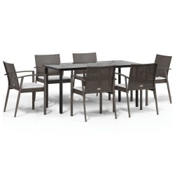 vidaXL Juego comedor jardín 7 piezas y cojines ratán sintético y acero