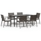 vidaXL Juego comedor jardín 7 piezas y cojines ratán sintético y acero vidaXL Juego comedor jardín 7 piezas y cojines ratán sintético y acero