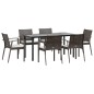 vidaXL Juego comedor jardín 7 piezas y cojines ratán sintético y acero vidaXL Juego comedor jardín 7 piezas y cojines ratán sintético y acero