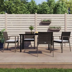 vidaXL Juego comedor jardín 5 piezas y cojines ratán sintético y acero