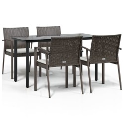 vidaXL Juego comedor jardín 5 piezas y cojines ratán sintético y acero