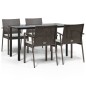 vidaXL Juego comedor jardín 5 piezas y cojines ratán sintético y acero vidaXL Juego comedor jardín 5 piezas y cojines ratán sintético y acero