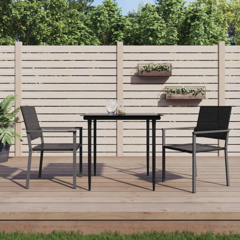 vidaXL Juego de comedor para jardín 3 piezas ratán sintético y acero vidaXL Juego de comedor para jardín 3 piezas ratán sintético y acero