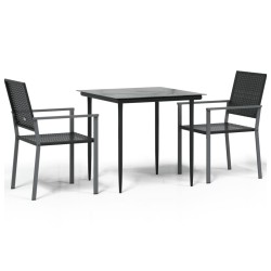 vidaXL Juego de comedor para jardín 3 piezas ratán sintético y acero