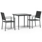 vidaXL Juego de comedor para jardín 3 piezas ratán sintético y acero vidaXL Juego de comedor para jardín 3 piezas ratán sintético y acero