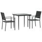 vidaXL Juego de comedor para jardín 3 piezas ratán sintético y acero vidaXL Juego de comedor para jardín 3 piezas ratán sintético y acero