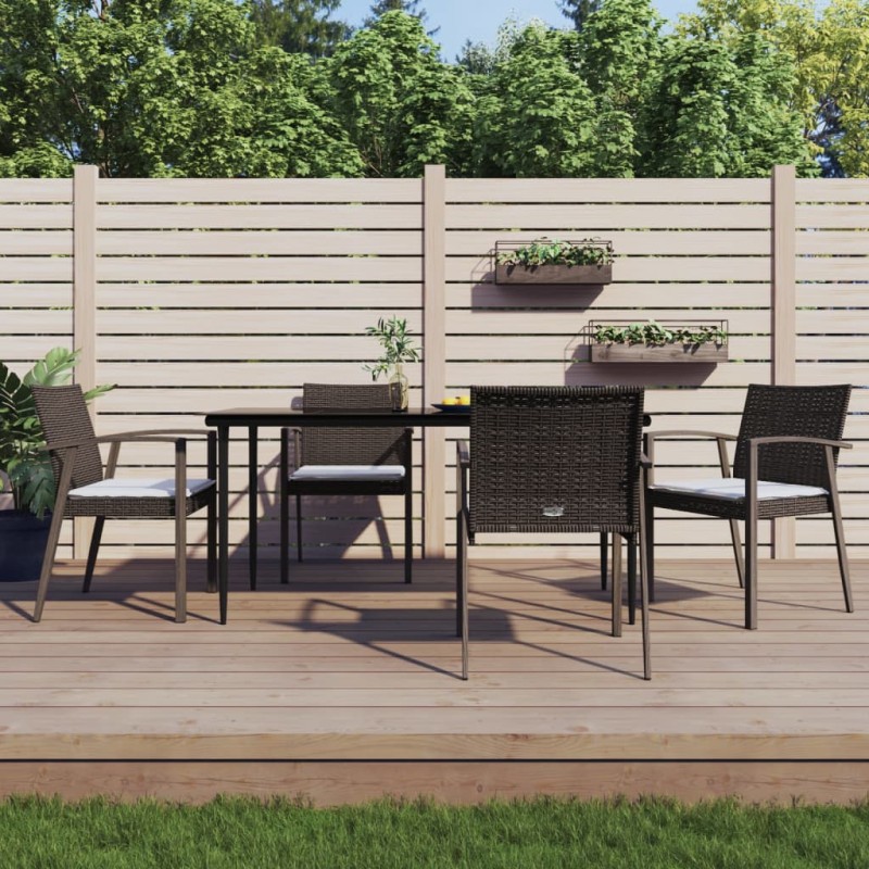 vidaXL Juego comedor jardín 5 piezas y cojines ratán sintético y acero