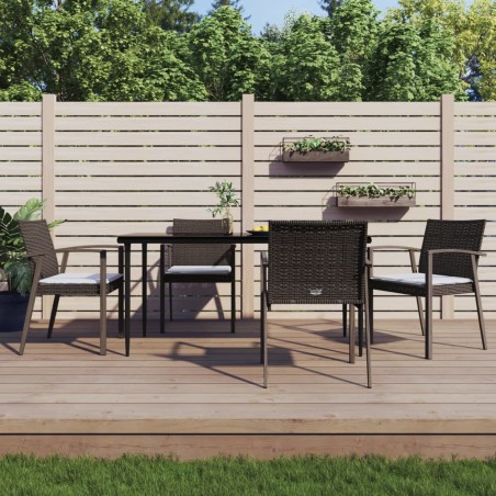 vidaXL Juego comedor jardín 5 piezas y cojines ratán sintético y acero