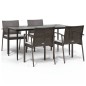 vidaXL Juego comedor jardín 5 piezas y cojines ratán sintético y acero