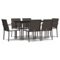 vidaXL Juego comedor jardín 7 piezas y cojines ratán sintético y acero