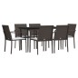 vidaXL Juego comedor jardín 7 piezas y cojines ratán sintético y acero