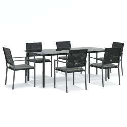 vidaXL Juego comedor jardín 7 piezas y cojines ratán sintético y acero