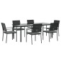 vidaXL Juego comedor jardín 7 piezas y cojines ratán sintético y acero vidaXL Juego comedor jardín 7 piezas y cojines ratán sintético y acero