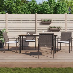 vidaXL Juego comedor jardín 5 piezas y cojines ratán sintético y acero