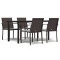 vidaXL Juego comedor jardín 5 piezas y cojines ratán sintético y acero vidaXL Juego comedor jardín 5 piezas y cojines ratán sintético y acero