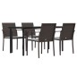 vidaXL Juego comedor jardín 5 piezas y cojines ratán sintético y acero vidaXL Juego comedor jardín 5 piezas y cojines ratán sintético y acero