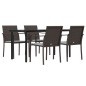 vidaXL Juego comedor jardín 5 piezas y cojines ratán sintético y acero vidaXL Juego comedor jardín 5 piezas y cojines ratán sintético y acero