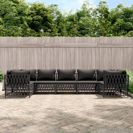 vidaXL Juego muebles de jardín 7 pzas y cojines acero gris antracita