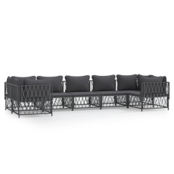 vidaXL Juego muebles de jardín 7 pzas y cojines acero gris antracita